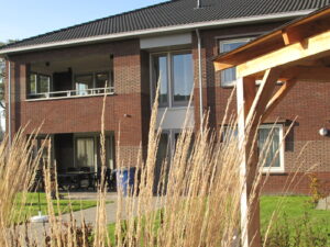 Groot huis met op de voorgrond riet
